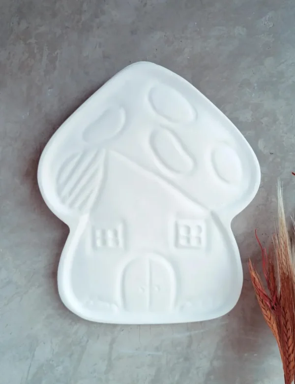 Casa do Cogumelo de Gesso Cru Alto Relevo para Pintar - Imagem 2