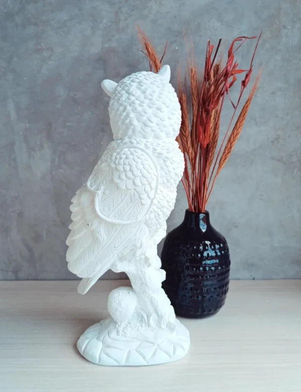 Coruja de Gesso com Filhote 3d Decorativa  para Pintar - Imagem 4