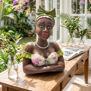 Boneca Namoradeira de Janela Decoração de Gesso Jardim 40cm